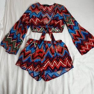 AKIRA printed top short co ord set